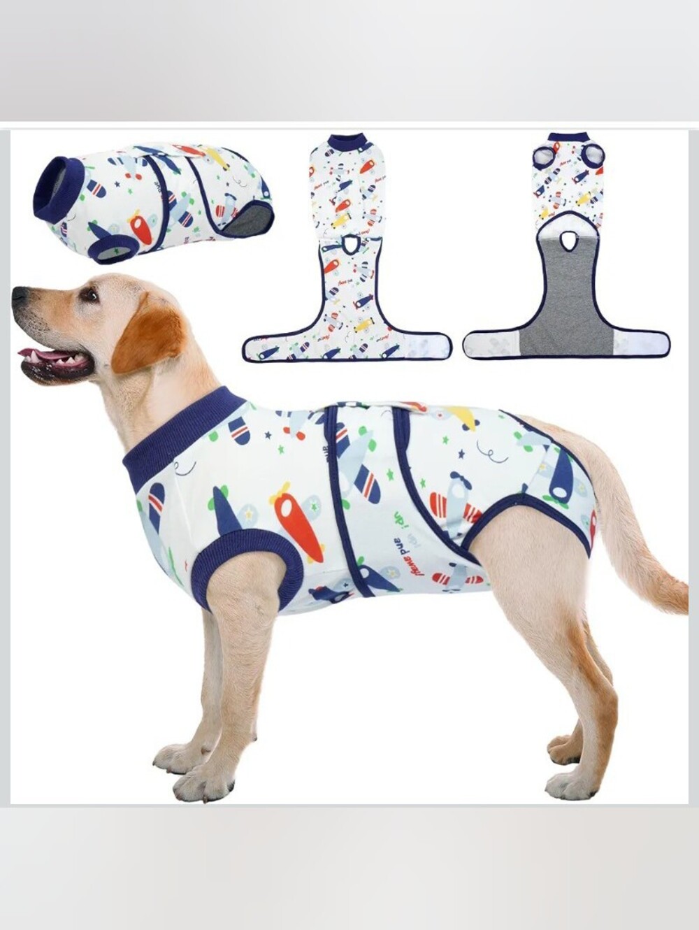 Dog 🐶 Surgery Recovery Suit Female - Male, Airplane Print Size M  14-25lb